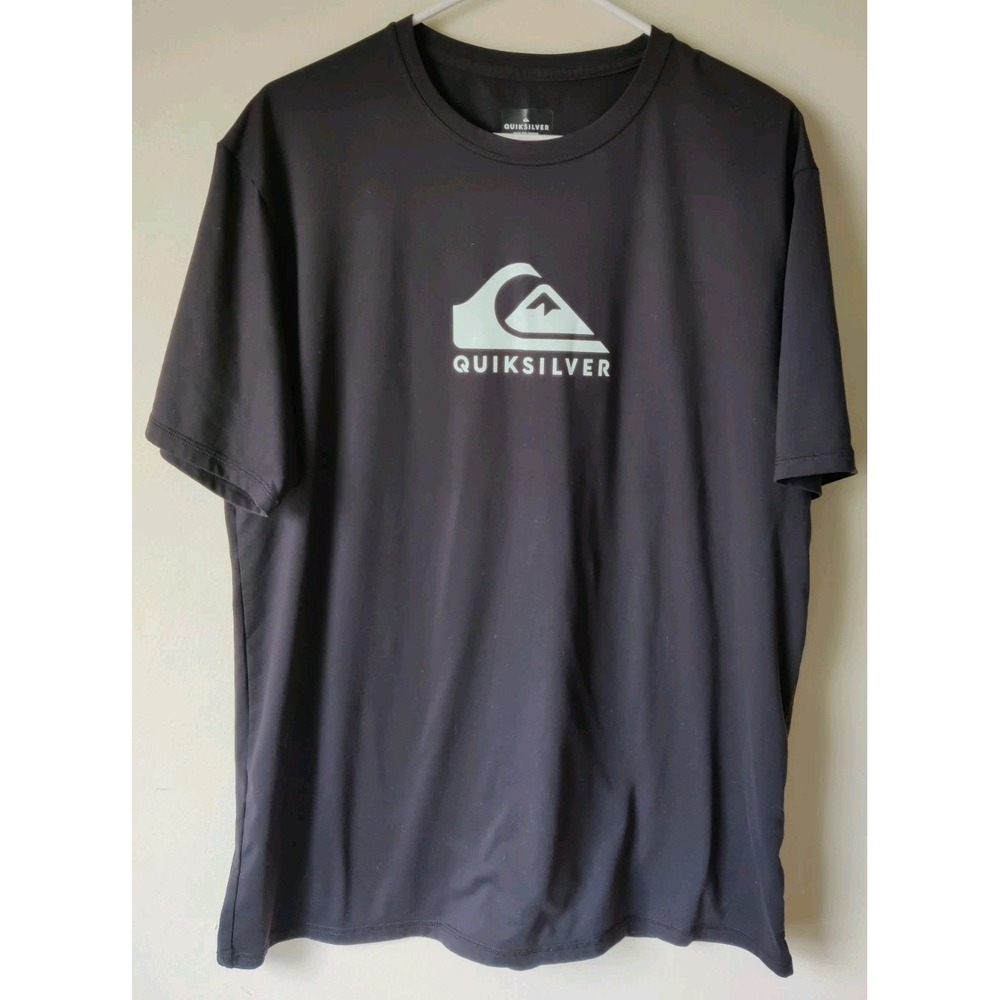 Quiksilver‎ Men's Solid Streak Short Sleeve UPF 50 Surf T-shirt Black Size Large